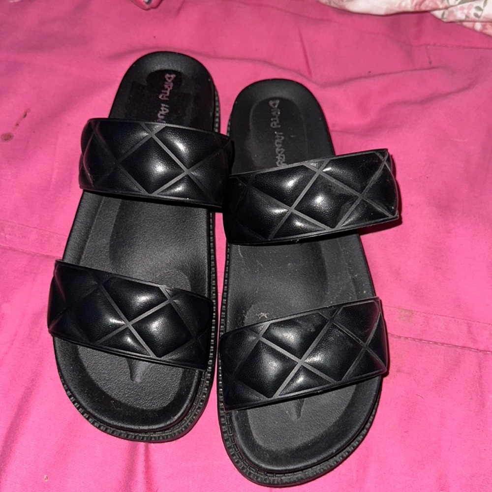 Black Quilted Strap Sandals 9